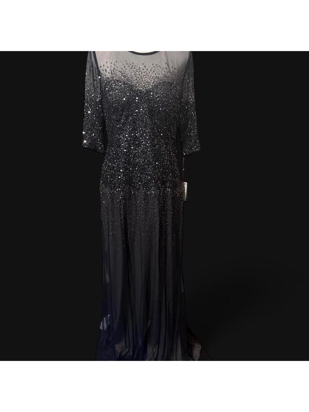 Adrianna Papell NWT Navy Sequin Maxi Gown Size 12 | Gala Evening Prom Pageant